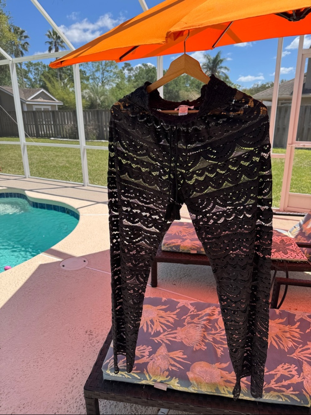 Black Crochet Swim Coverup Pants